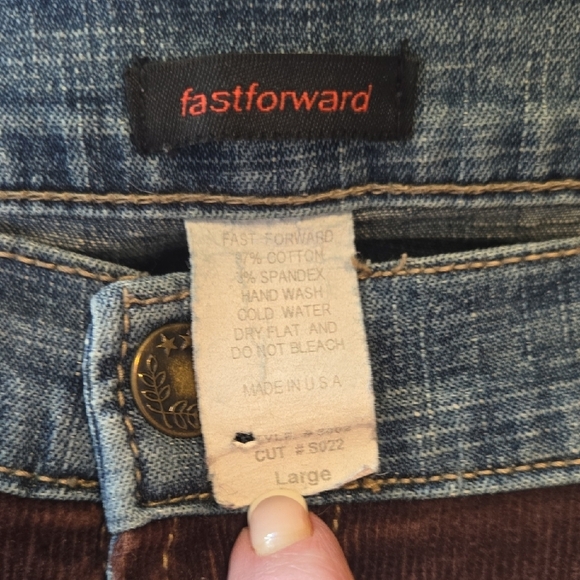 Vintage Patchwork Flare Jeans - Blue and Brown. Stunning! - Picture 2 of 9